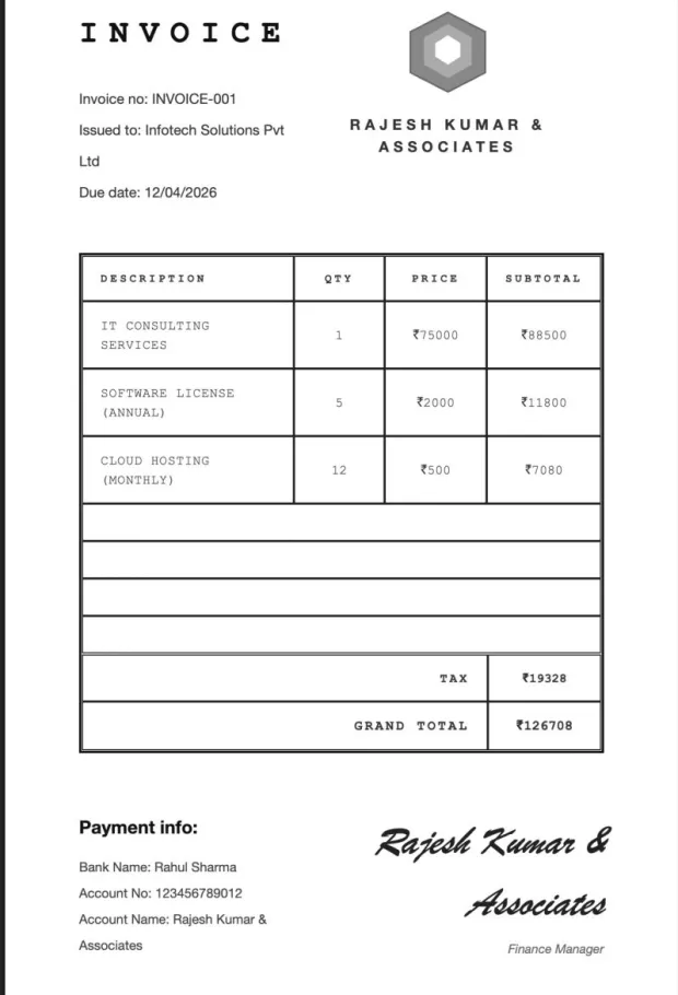 Medical bill template preview